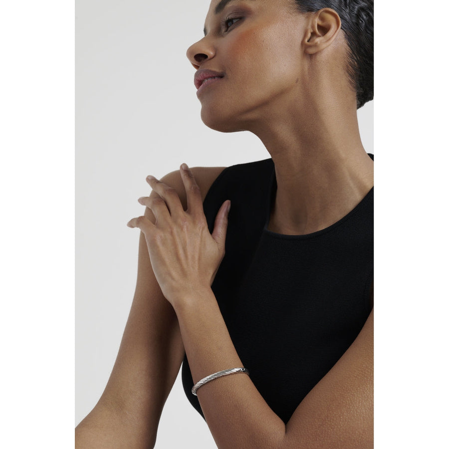 ted baker melissa: metal twist hinged silver tone bangle bracelet