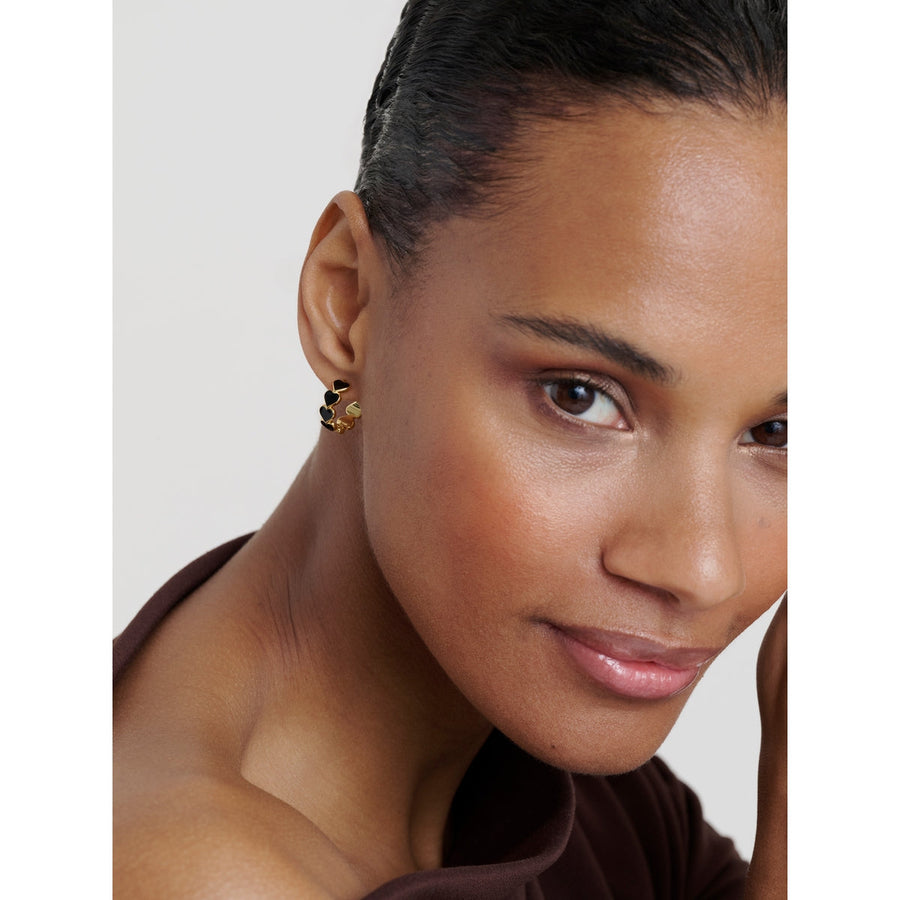 ted baker hannah: enamel heart gold tone hoop earrings