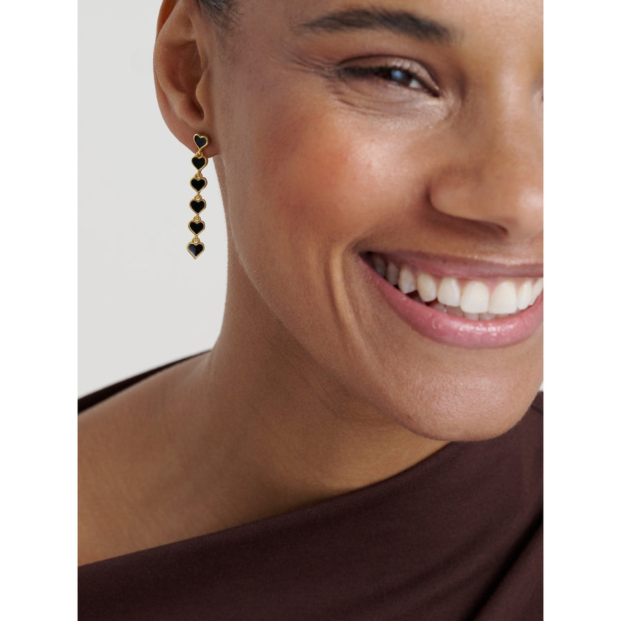 ted baker hartley: enamel heart gold tone drop earrings