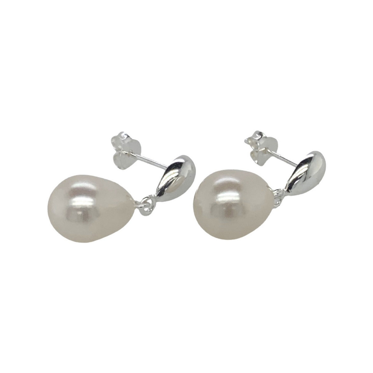 silver freshwater pearl drop earrings