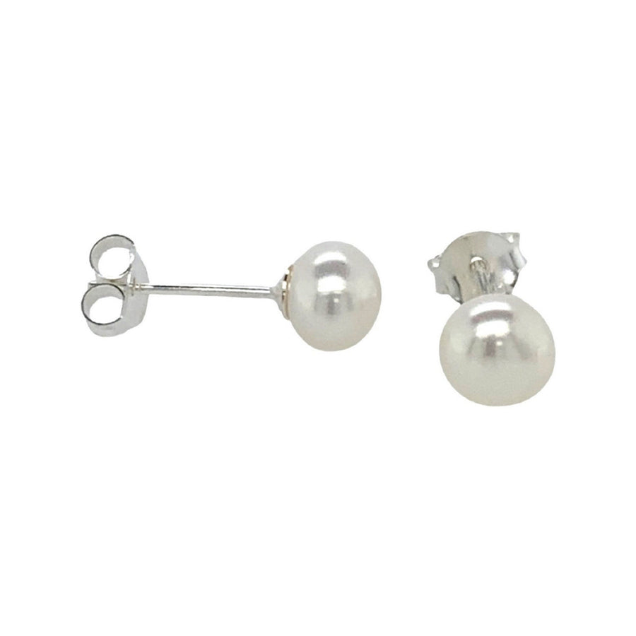 silver freshwater pearl stud earrings 6-6.5mm