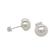 silver freshwater pearl stud earrings 9-9.5mm
