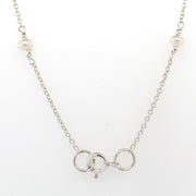 silver multi pearl�inlay drop necklace 44 cm�