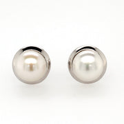 silver pearl and plain round� stud earring and pendant set 8.5mm �