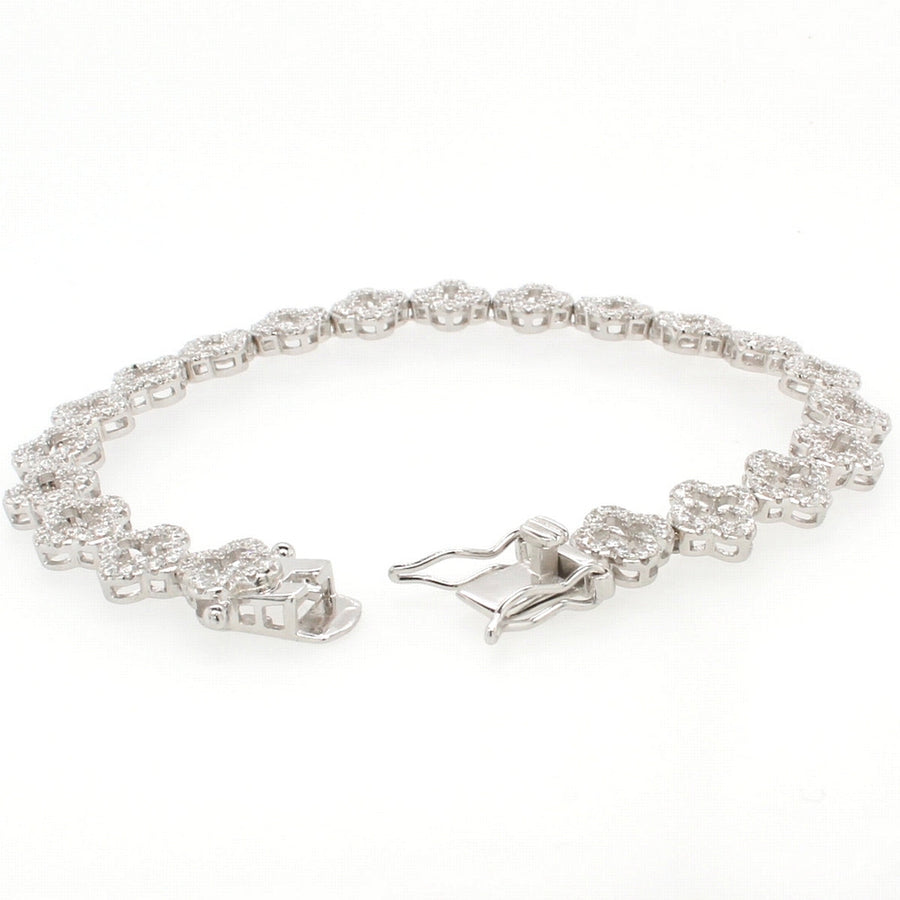 silver cz flower bracelet