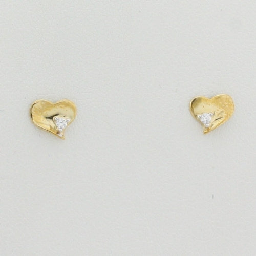 Gold tone cz ruby-white heart earrings dj-43300