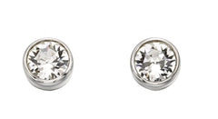 April Birthstone Sterling Silver Stud  Earrings