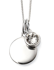 April Birthstone Sterling Silver Disc & Chain