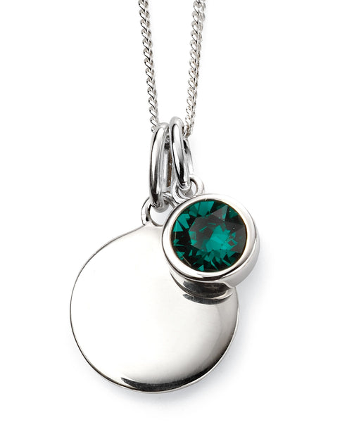 May Birthstone Sterling Silver Disc & Chain