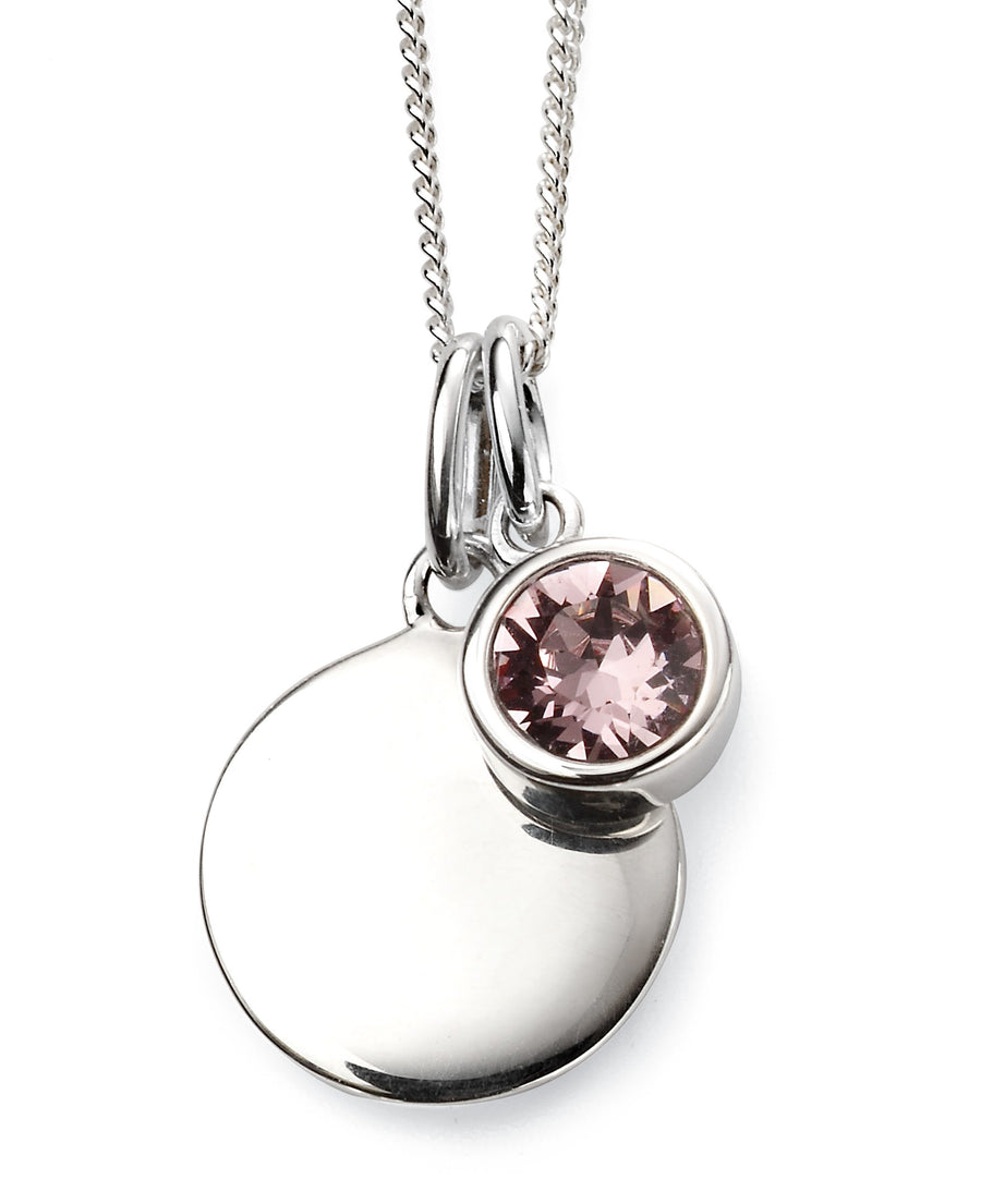 June Birth Stone Sterling Silver Disc & Chain