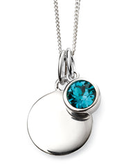 December Birth Stone Sterling Silver Disc & Chain